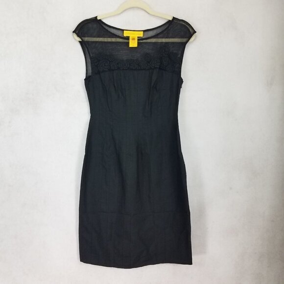 Catherine Malandrino Size 4 Black Shift Midi Dress LBD Little Black Dress - Picture 1 of 11